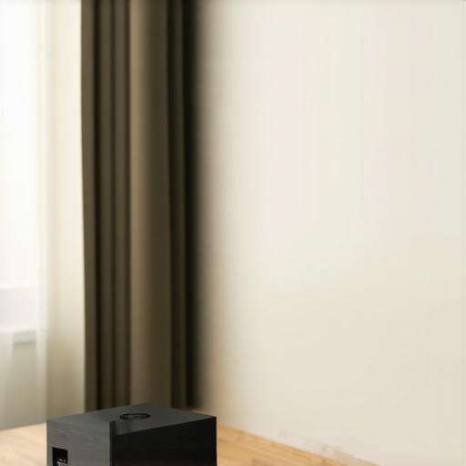 Modern UST projector projecting in a small living space