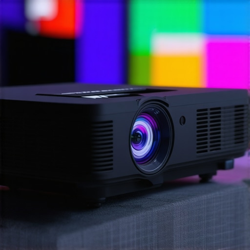 Expert calibrating a 4K laser projector for optimal image quality