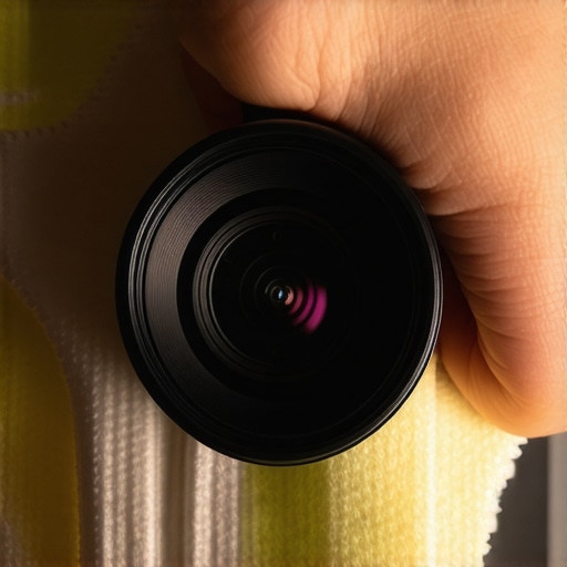 Person cleaning the lens of a home theater projector with a microfiber cloth