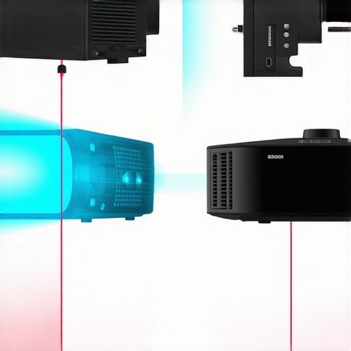 Diagram illustrating differences between laser and lamp projectors, focusing on brightness and lifespan