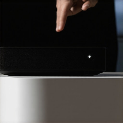 Person leveling a 4K ultra short throw projector to ensure proper alignment.