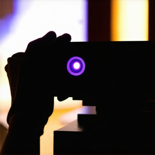 Person carefully cleaning projector lens to ensure clear image quality