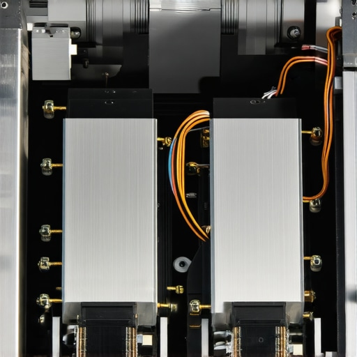 Detailed view of laser modules and cooling system inside a laser projector.