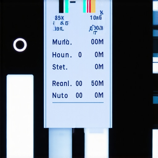 Close-up of a laser projector's calibration menu with adjustment sliders in a low-light environment.